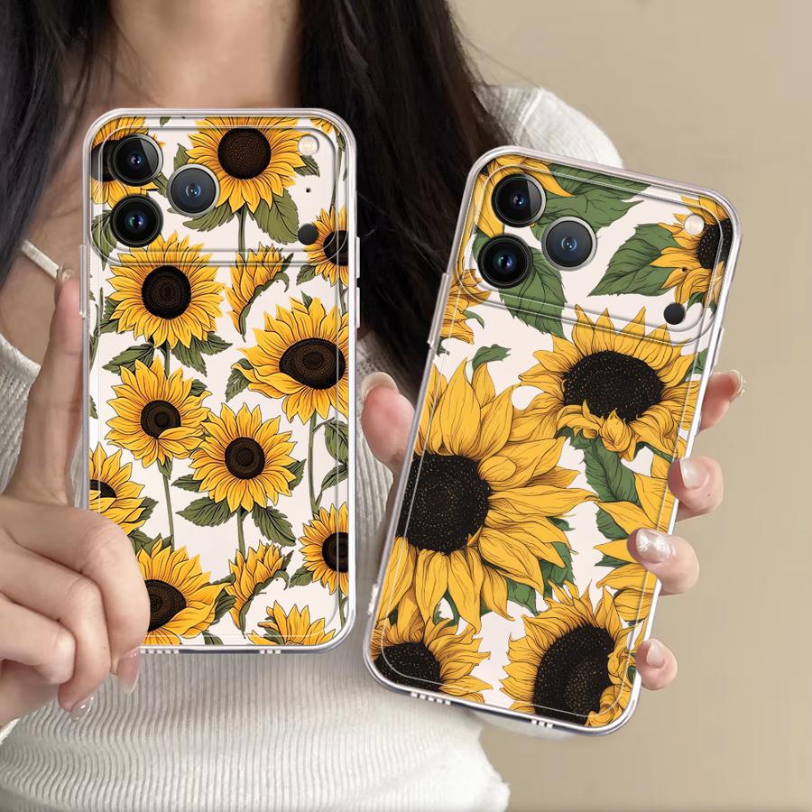 Phone Cases Transparent - Coque transparente à motif tournesol mignon