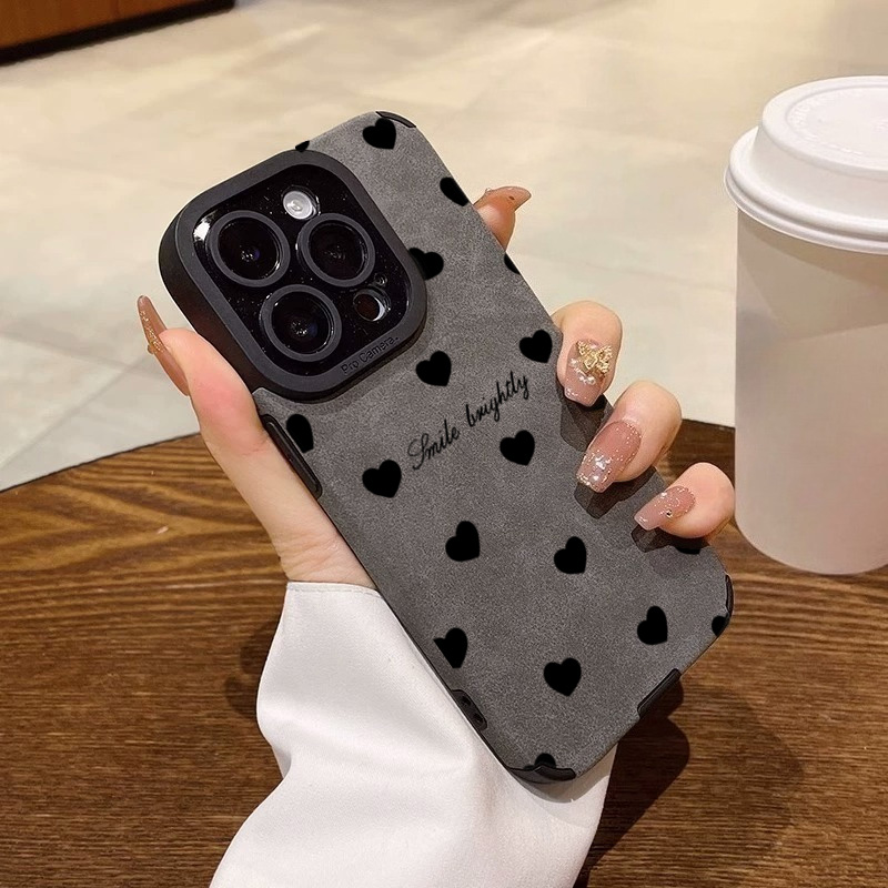 Phone Cases For Girls - Nouveau luxe noir amour coeur coque