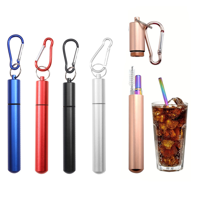 Phone Cases The Dairy - Paille télescopique réutilisable, paille métallique en