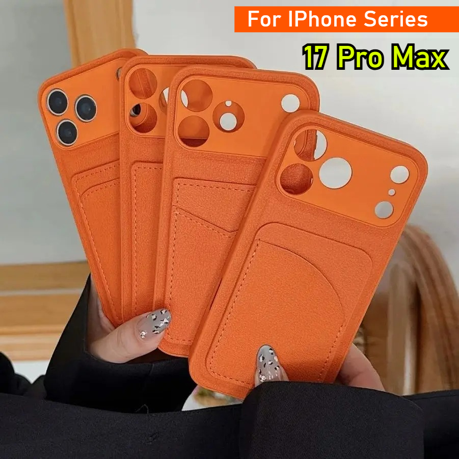 Phone Cases Orange - Étui porte-cartes en cuir couleur Orange,